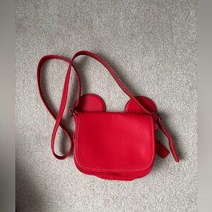 Coach Disney Mickey Patricia Saddle Bag Red Leather Crossbody F59369 Rare